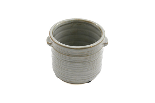 Ceramic Round Grey Ribbed Planter
