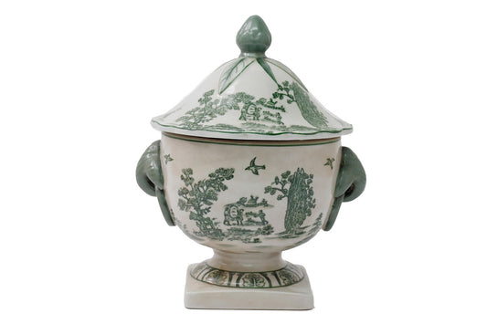 Ceramic Green Parrot Palm Willow Urn
